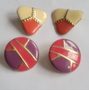 Vintage Enameled Geometric Earrings Sets